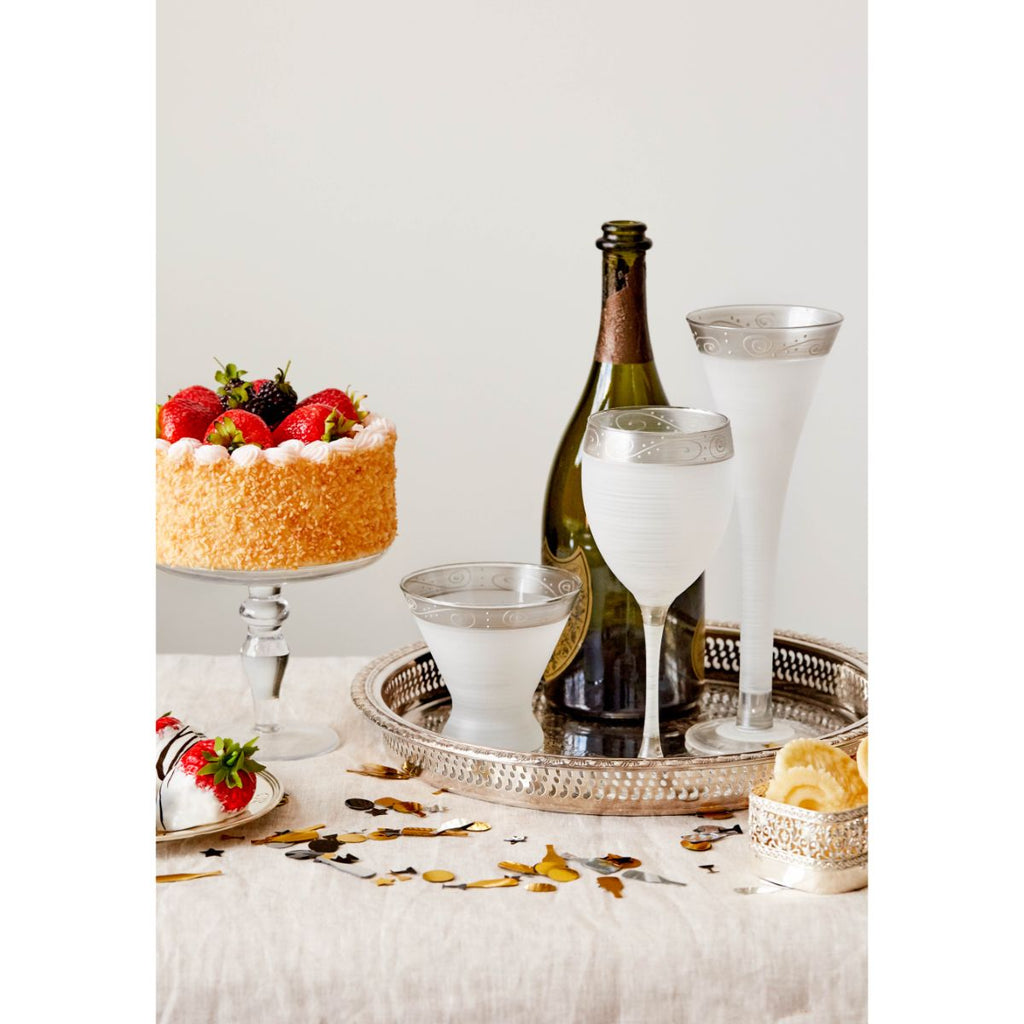 Heirloom White/Pewter Swirl Cosmopolitan   Set of 2 - Golden Hill Studio