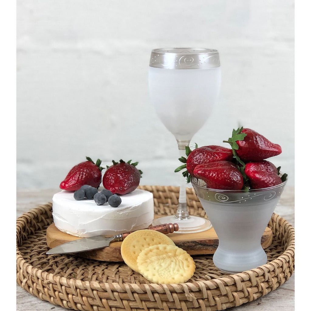 Heirloom White/Pewter Swirl Cosmopolitan   Set of 2 - Golden Hill Studio