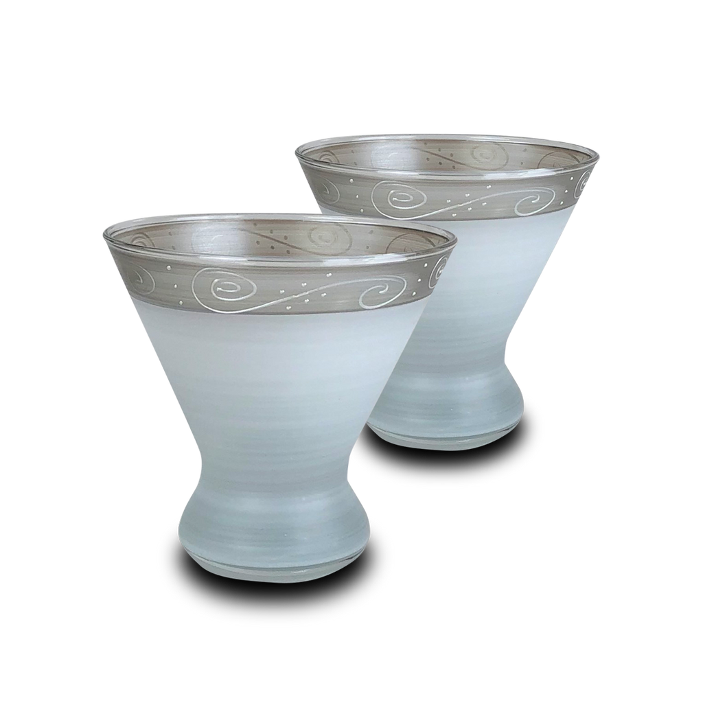 Heirloom White/Pewter Swirl Cosmopolitan   Set of 2 - Golden Hill Studio