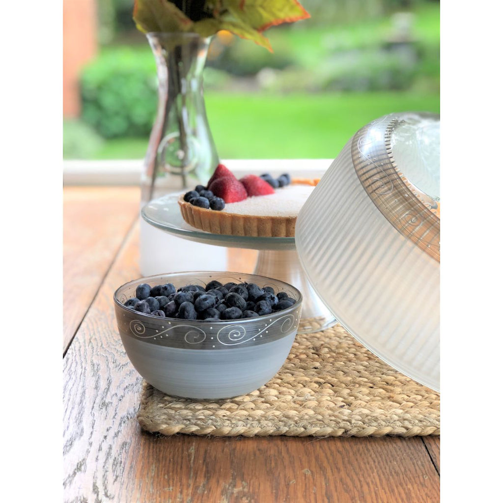 Heirloom White/Pewter Swirl 6' Bowl - Golden Hill Studio