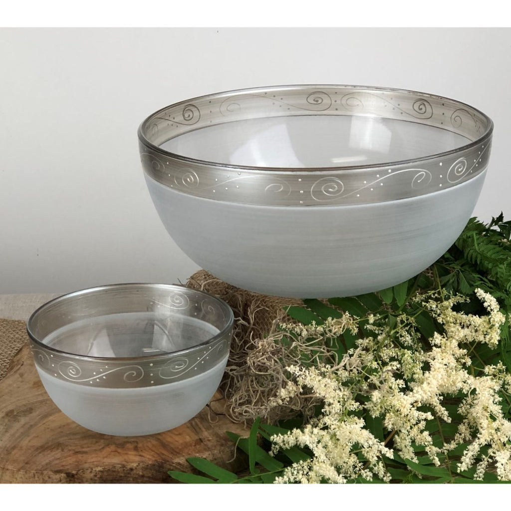 Heirloom White/Pewter Swirl 6' Bowl - Golden Hill Studio