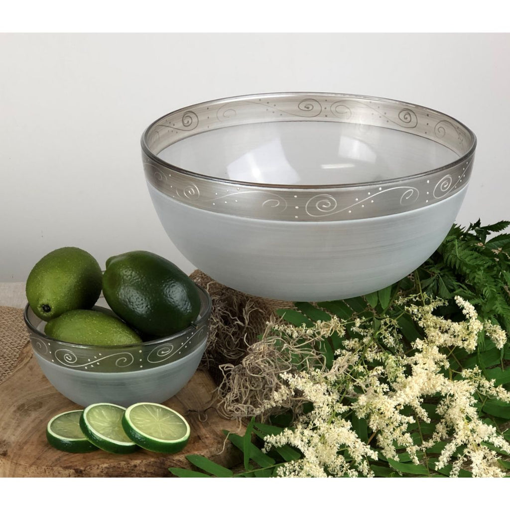 Heirloom White/Pewter Swirl 6' Bowl - Golden Hill Studio