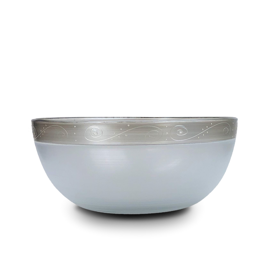 Heirloom White/Pewter Swirl 11" Bowl - Golden Hill Studio