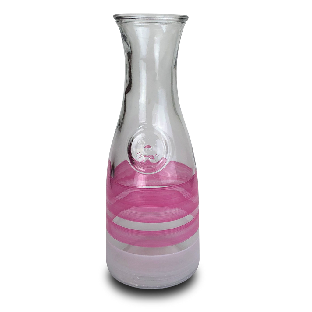 Cape Cod Cottage Stripe Pink Carafe - Golden Hill Studio