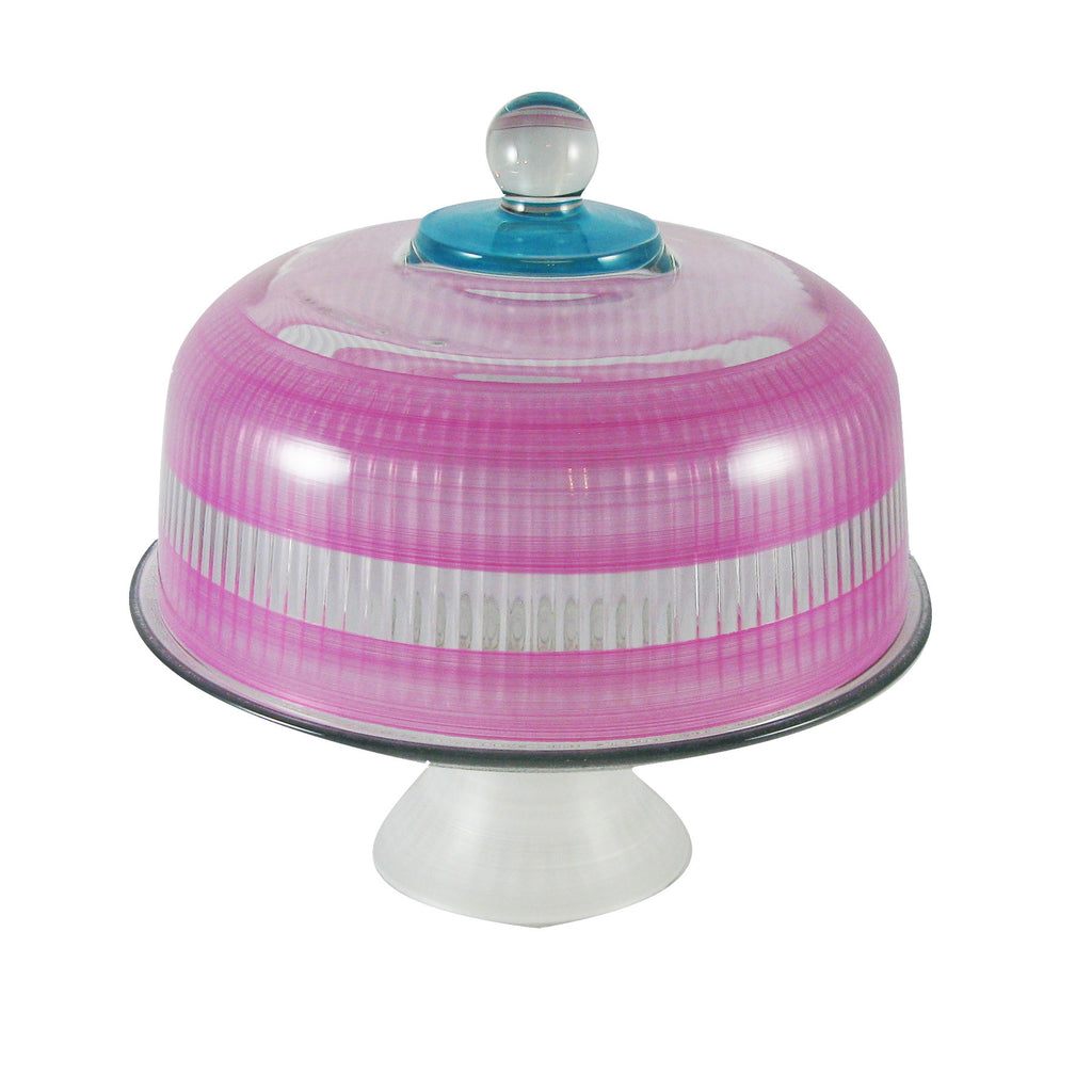 Cape Cod Cottage Stripe Blue Cake Dome - Golden Hill Studio
