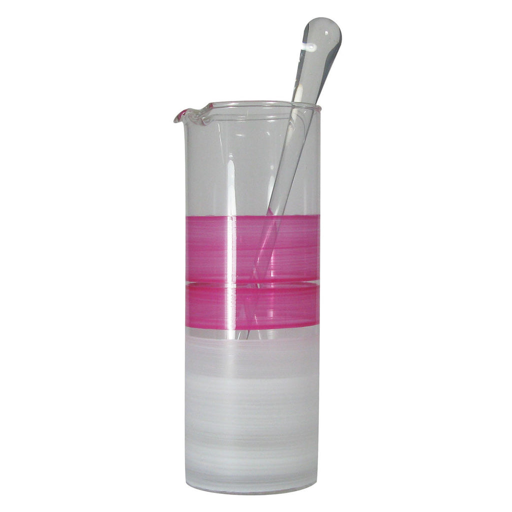 Cape Cod Cottage Stripe Pink Martini Pitcher - Golden Hill Studio