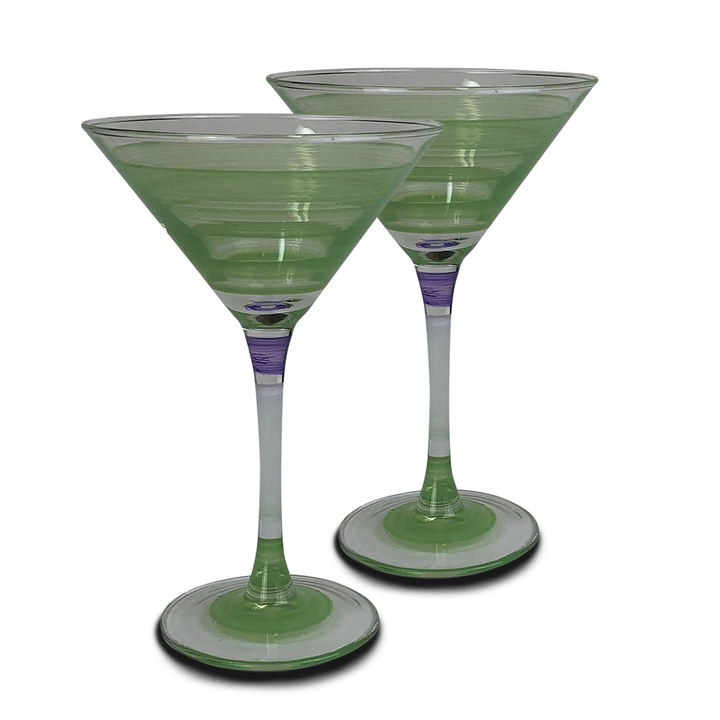 Cape Cod Cottage Stripe Green Martini   Set of 2 - Golden Hill Studio