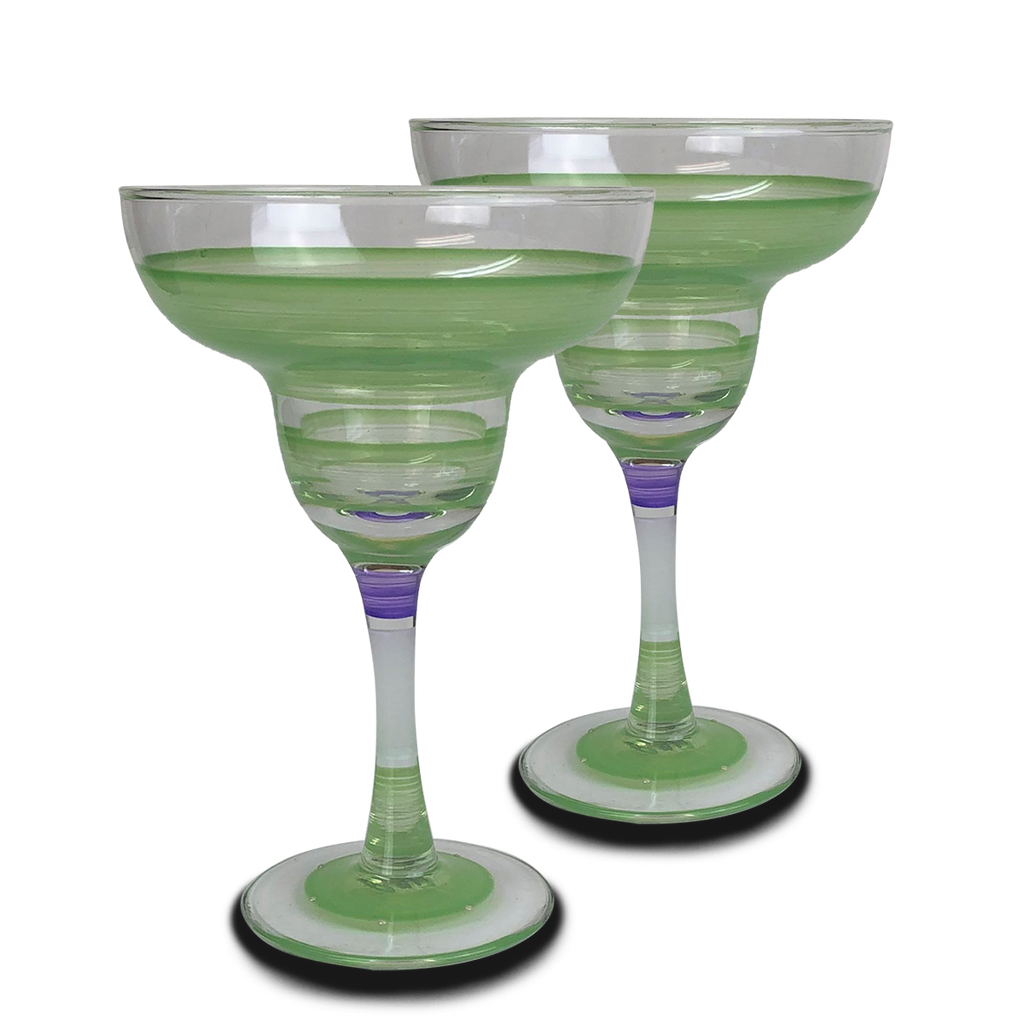 Cape Cod Cottage Stripe Green Margarita   Set of 2 - Golden Hill Studio
