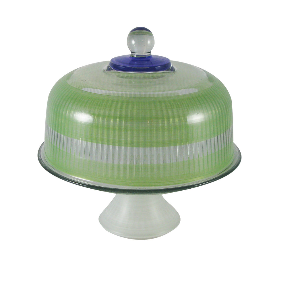 Cape Cod Cottage Stripe Blue Cake Dome - Golden Hill Studio