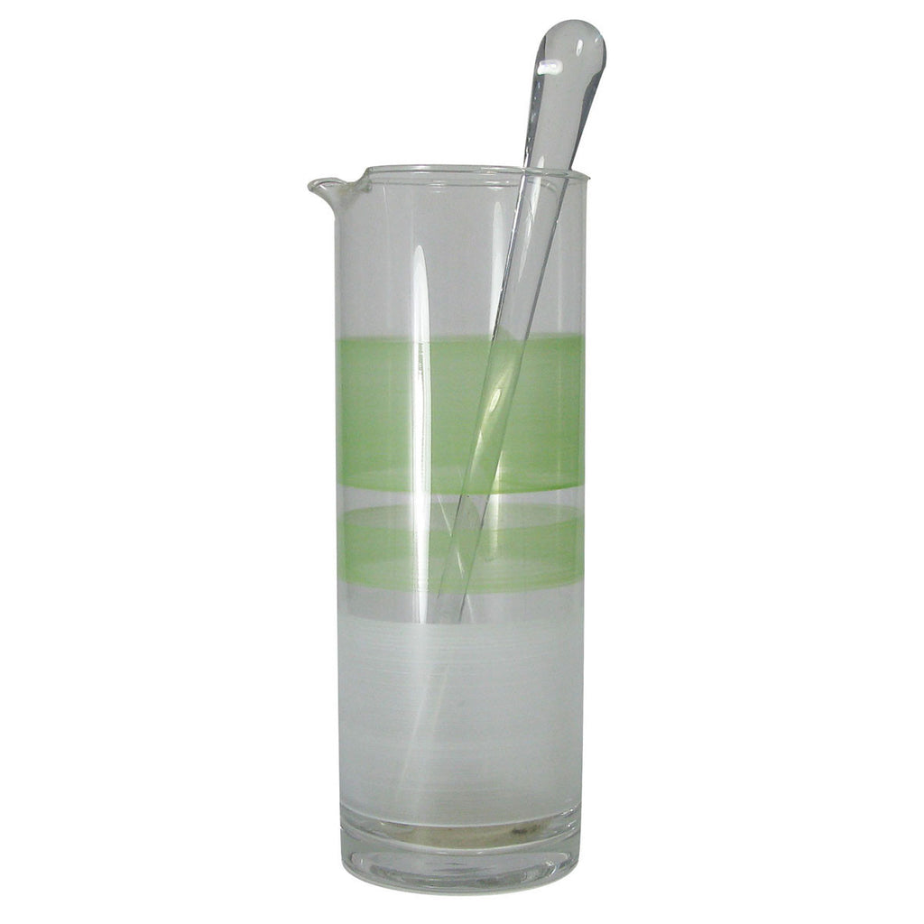 Cape Cod Cottage Stripe Green Martini Pitcher - Golden Hill Studio
