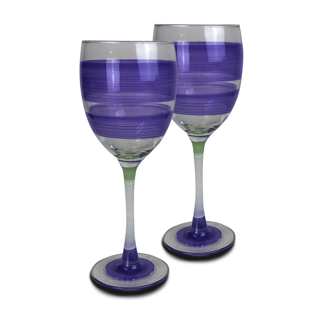 Cape Cod Cottage Stripe Purple Wine   Set of 2 - Golden Hill Studio