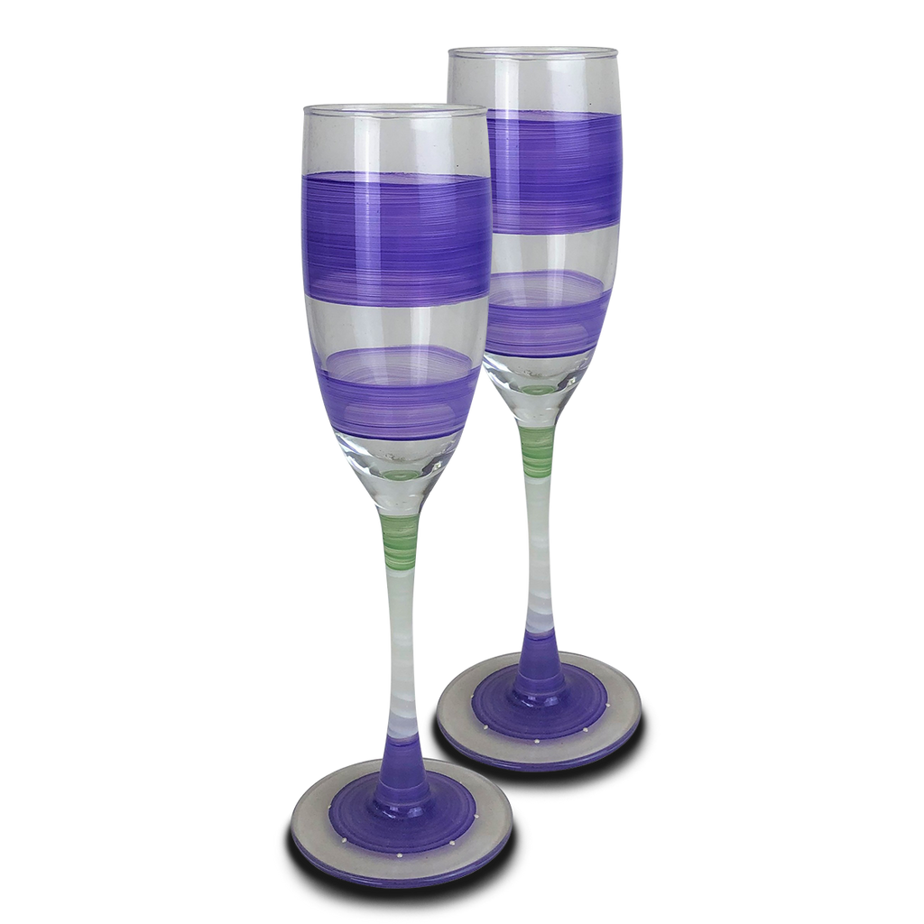 Cape Cod Cottage Stripe Purple Champagne   Set of 2 - Golden Hill Studio