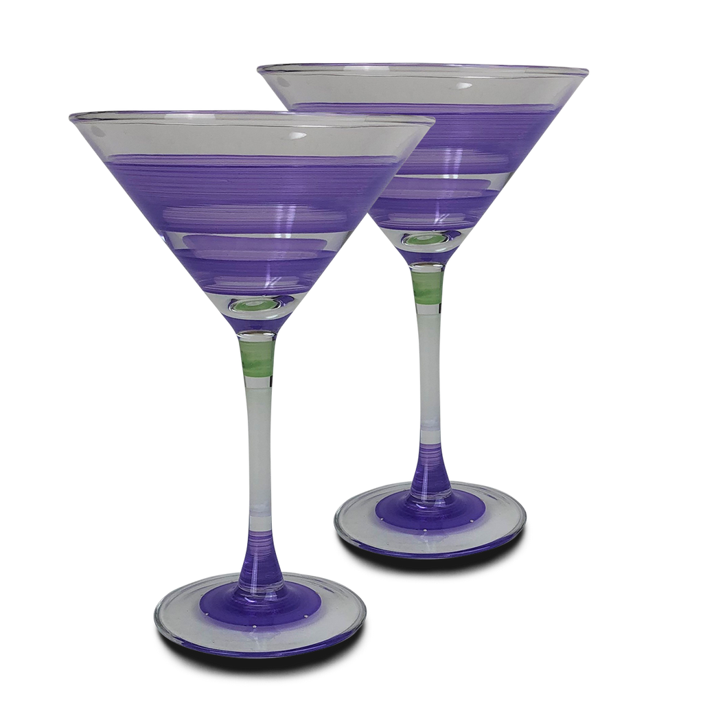 Cape Cod Cottage Stripe Purple Martini   Set of 2 - Golden Hill Studio
