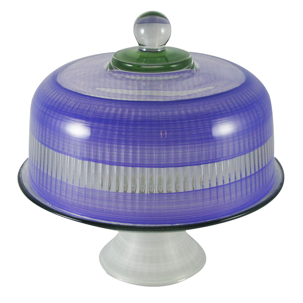 Cape Cod Cottage Stripe Blue Cake Dome - Golden Hill Studio