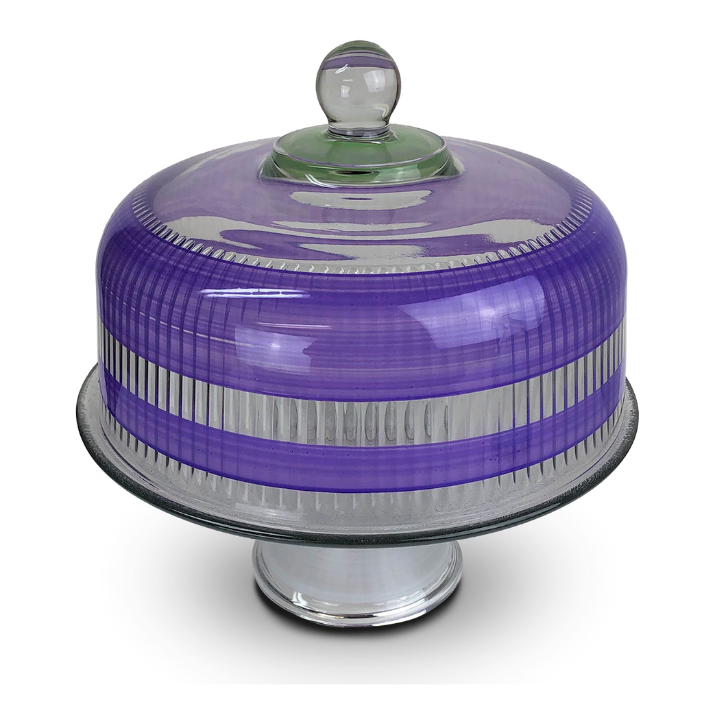 Cape Cod Cottage Stripe Purple Cake Dome - Golden Hill Studio