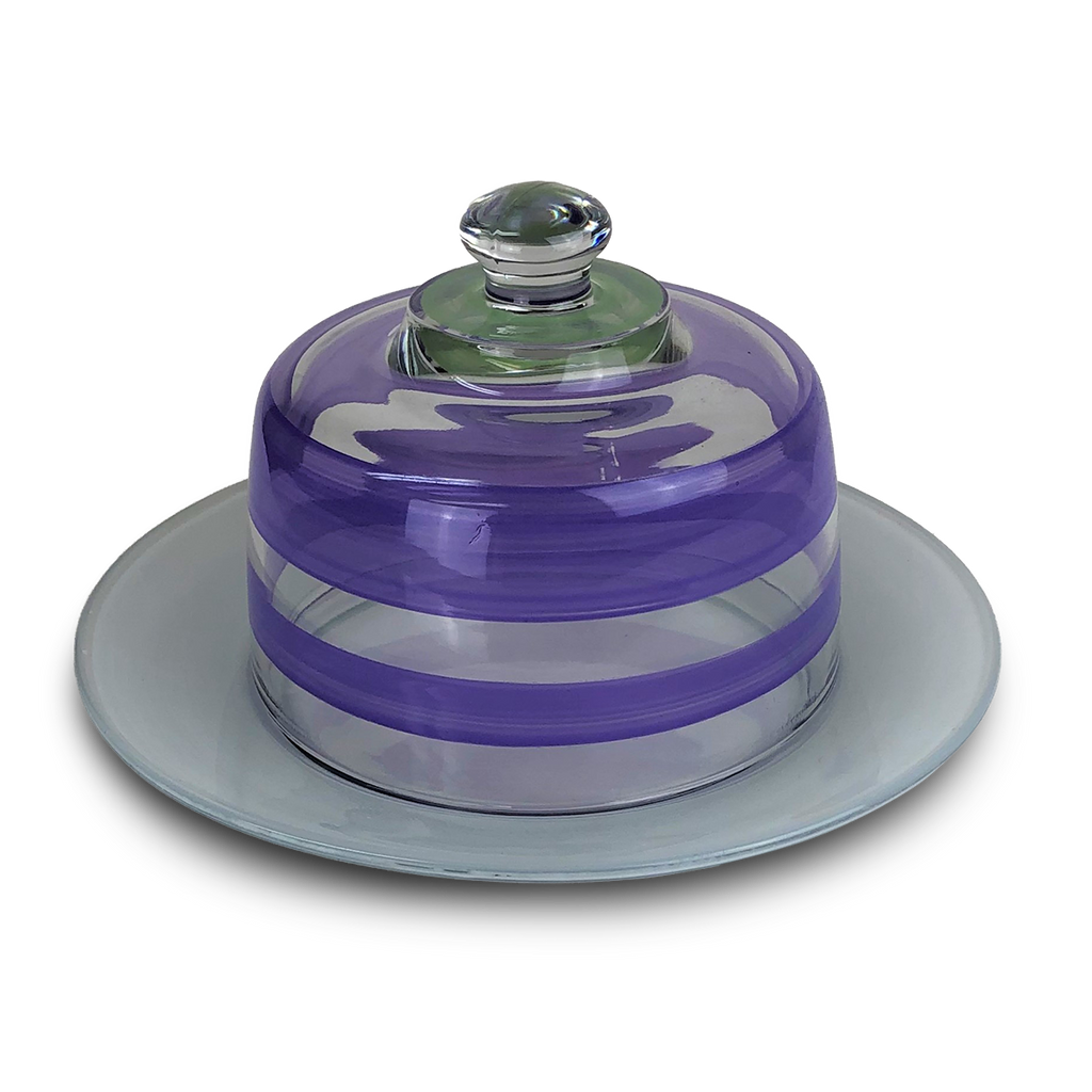Cape Cod Cottage Stripe Purple Cheese Dome - Golden Hill Studio