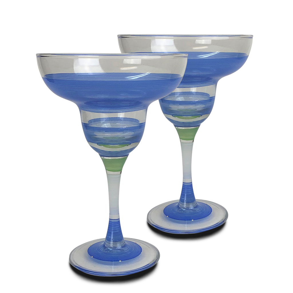 Cape Cod Cottage Stripe Blue Margarita   Set of 2 - Golden Hill Studio