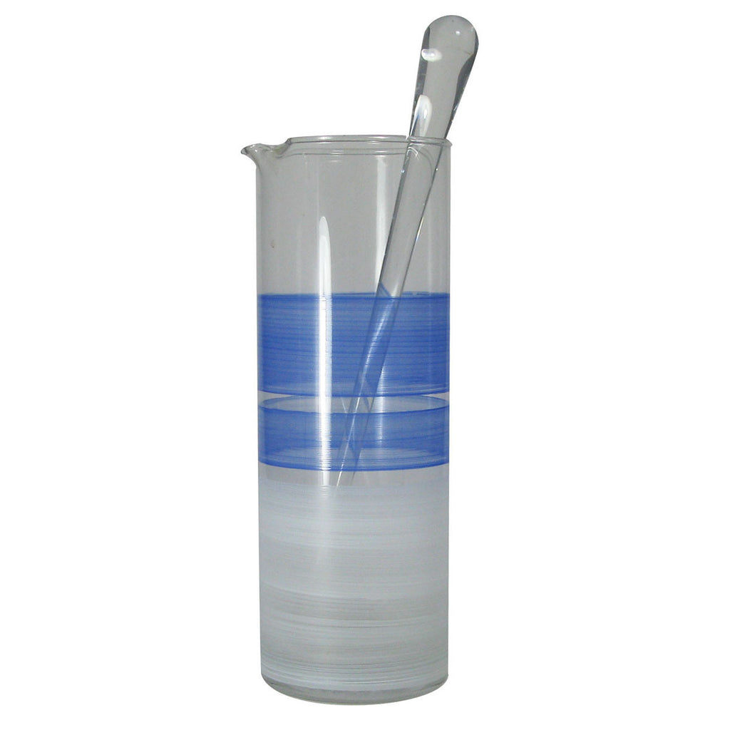 Cape Cod Cottage Stripe Blue Martini Pitcher - Golden Hill Studio