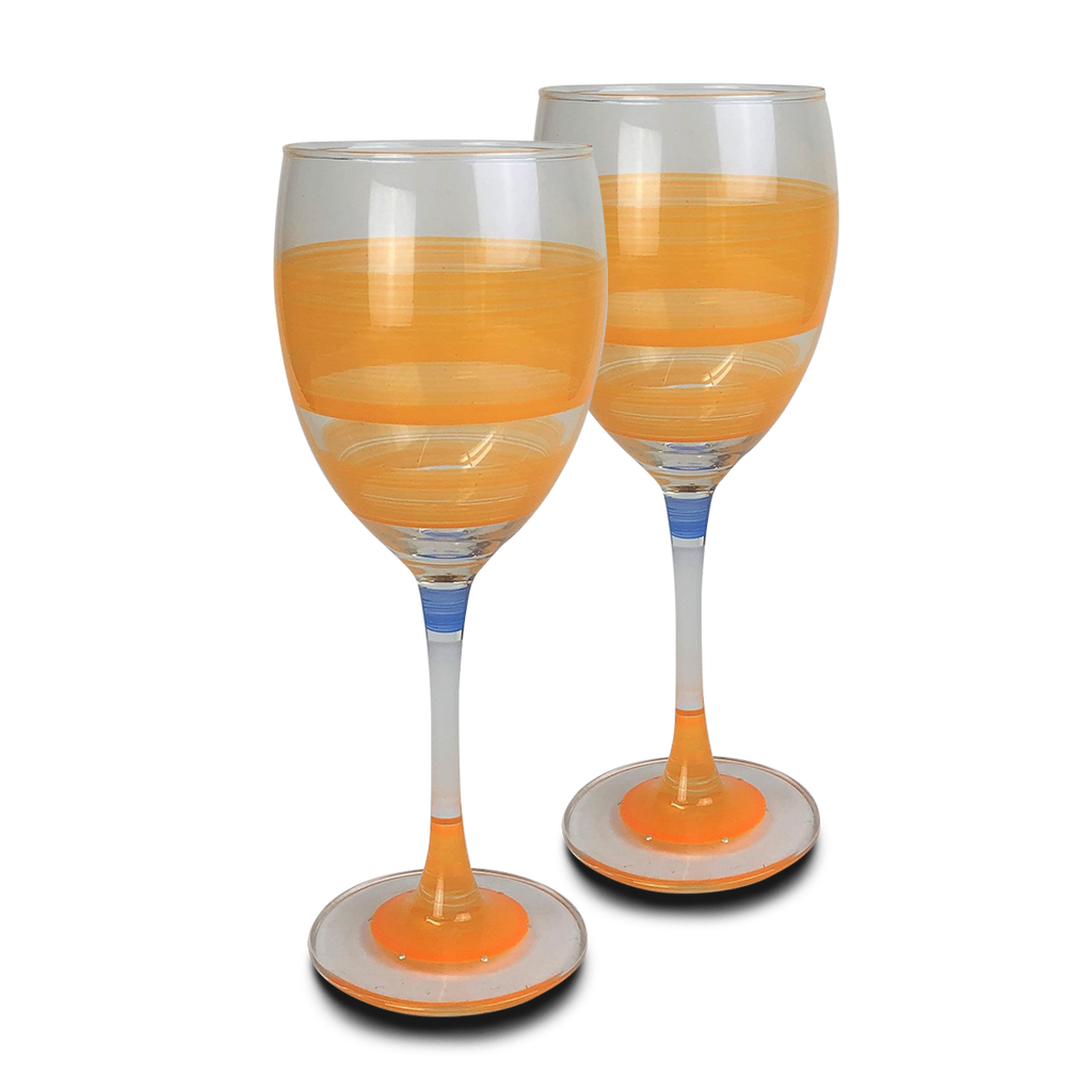 Cape Cod Cottage Stripe Orange Wine   Set of 2 - Golden Hill Studio