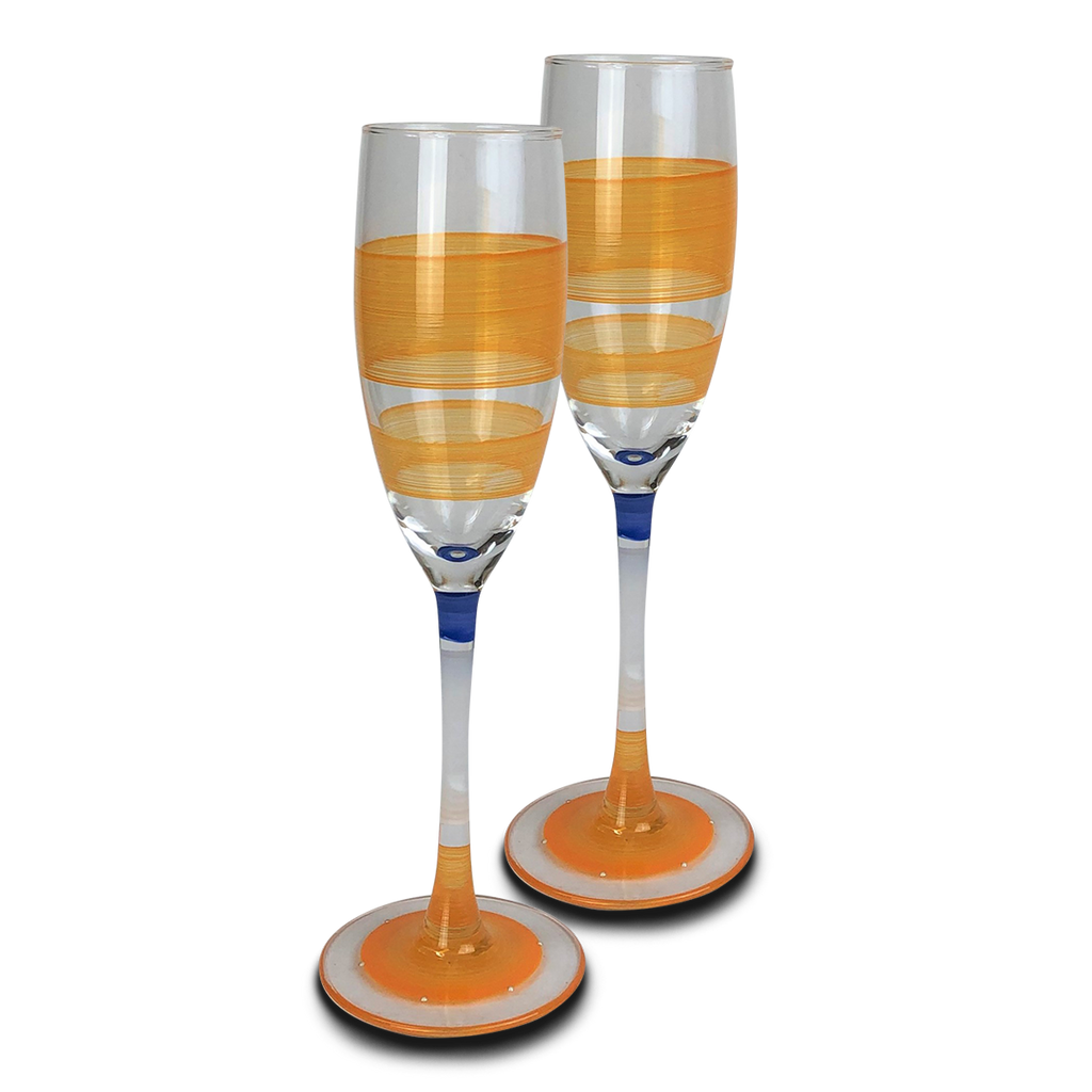 Cape Cod Cottage Stripe Orange Champagne   Set of 2 - Golden Hill Studio