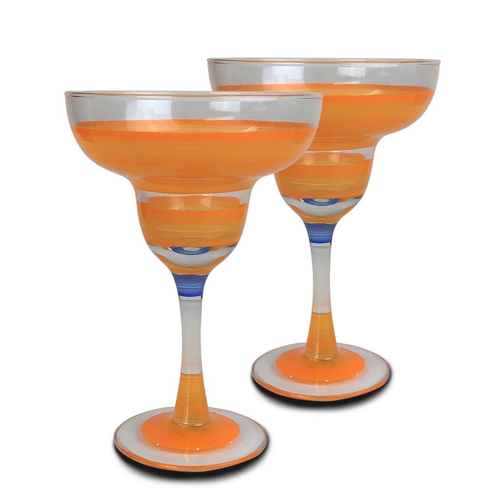 Cape Cod Cottage Stripe Orange Margarita   Set of 2 - Golden Hill Studio