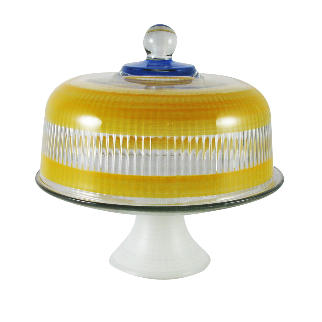 Cape Cod Cottage Stripe Blue Cake Dome - Golden Hill Studio