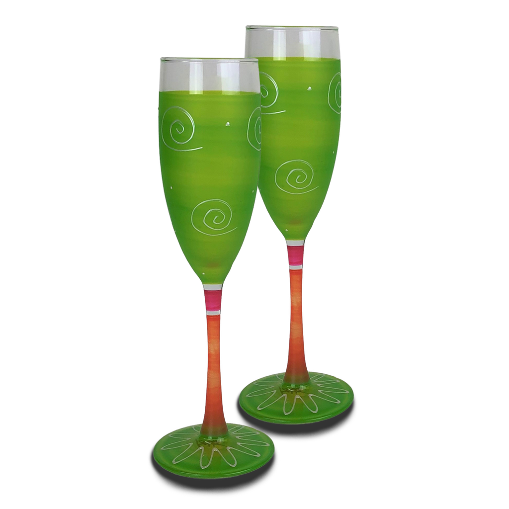 Peruvian Splendor Lt Green Champagne   Set of 2 - Golden Hill Studio