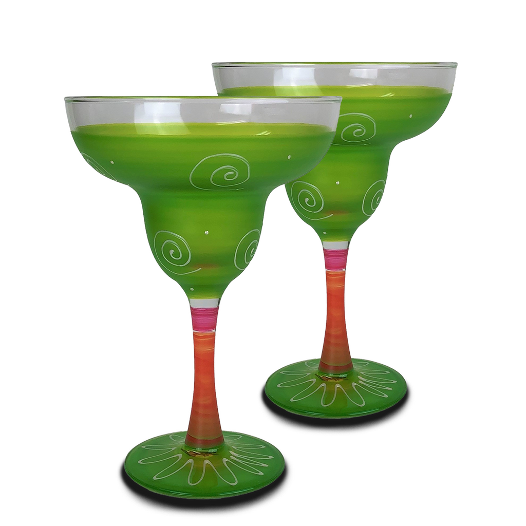 Peruvian Splendor Lt Green Margarita   Set of 2 - Golden Hill Studio