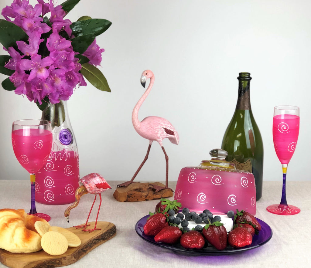 Peruvian Splendor Pink Wine   Set of 2 - Golden Hill Studio