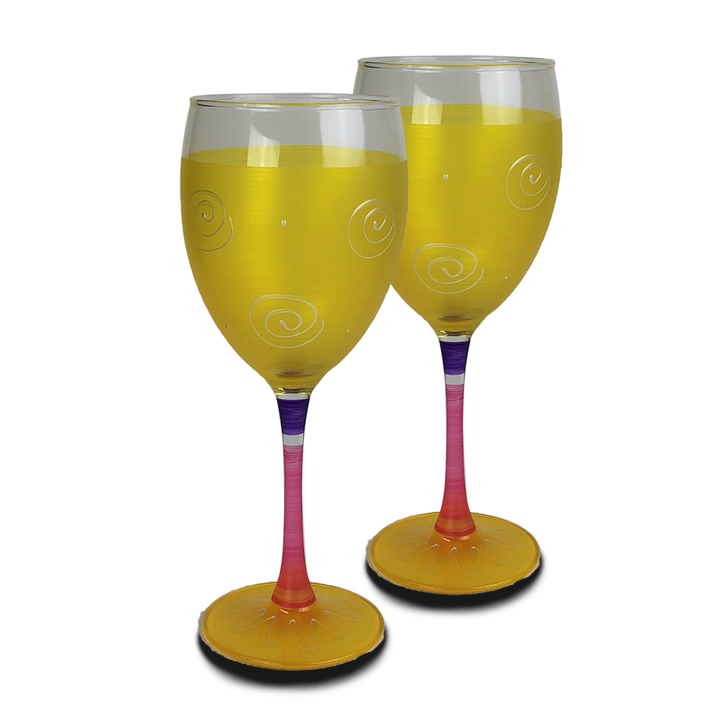 Peruvian Splendor Yellow Wine   Set of 2 - Golden Hill Studio