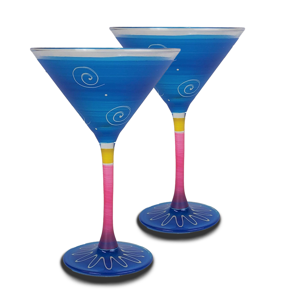 Peruvian Splendor Turquoise Martini   Set of 2 - Golden Hill Studio