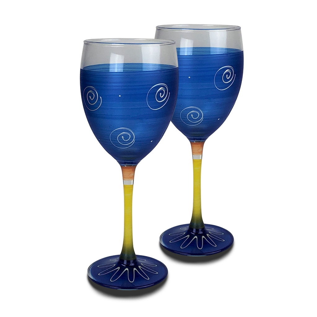 Peruvian Splendor Dk Blue Wine   Set of 2 - Golden Hill Studio
