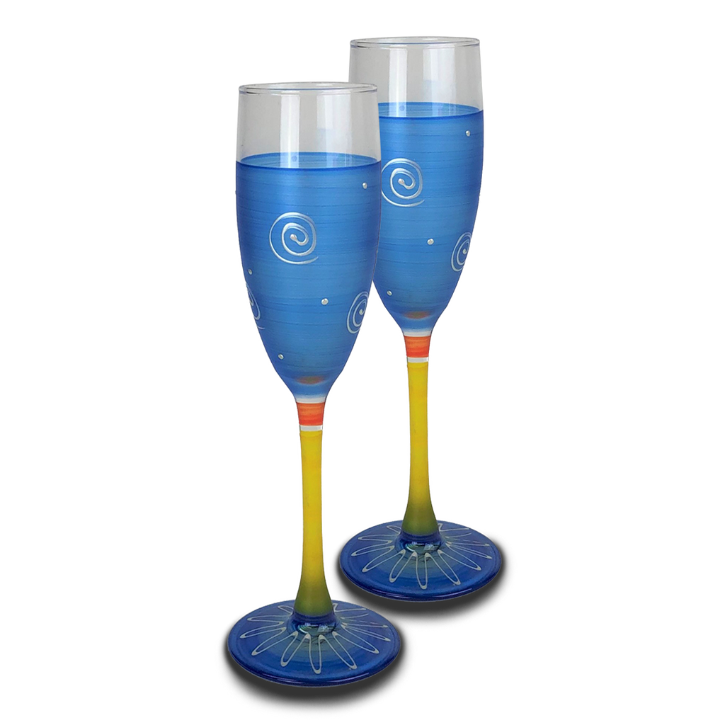 Peruvian Splendor Dk Blue Champagne   Set of 2 - Golden Hill Studio