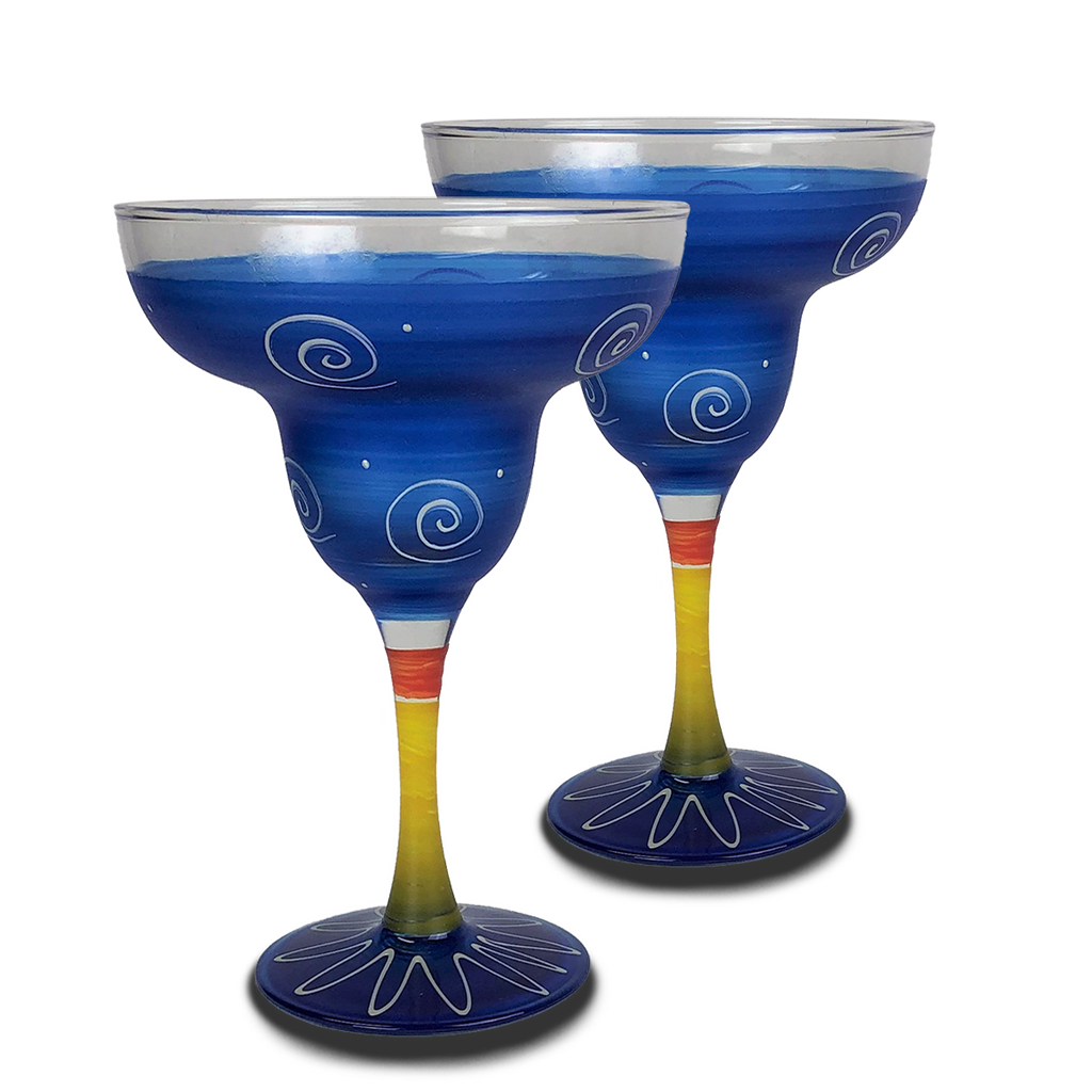 Peruvian Splendor Dk Blue Margarita   Set of 2 - Golden Hill Studio