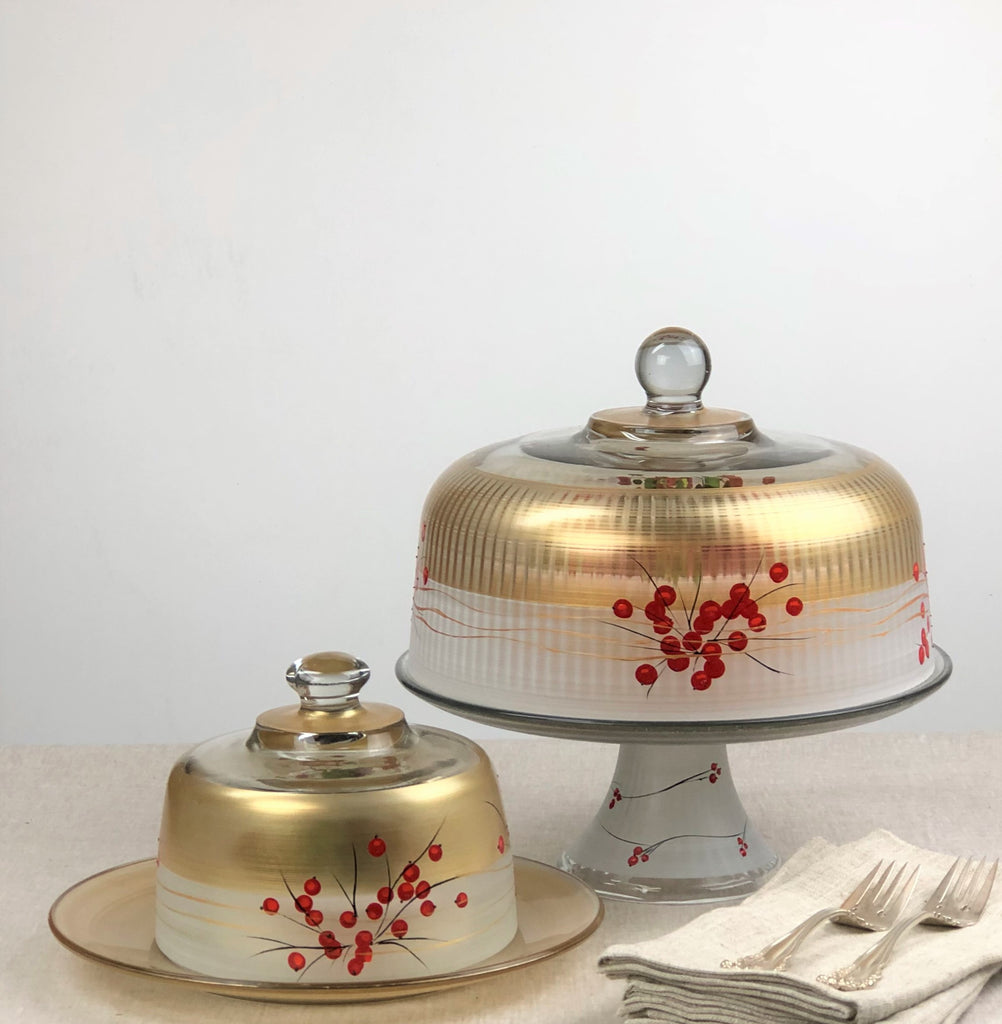 Winter Berries 'n Branches Cake Dome - Golden Hill Studio