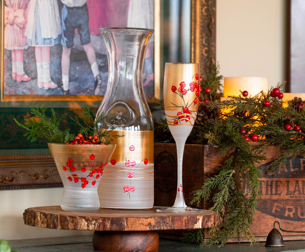 Winter Berries 'n Branches Cosmopolitan   S/2 - Golden Hill Studio