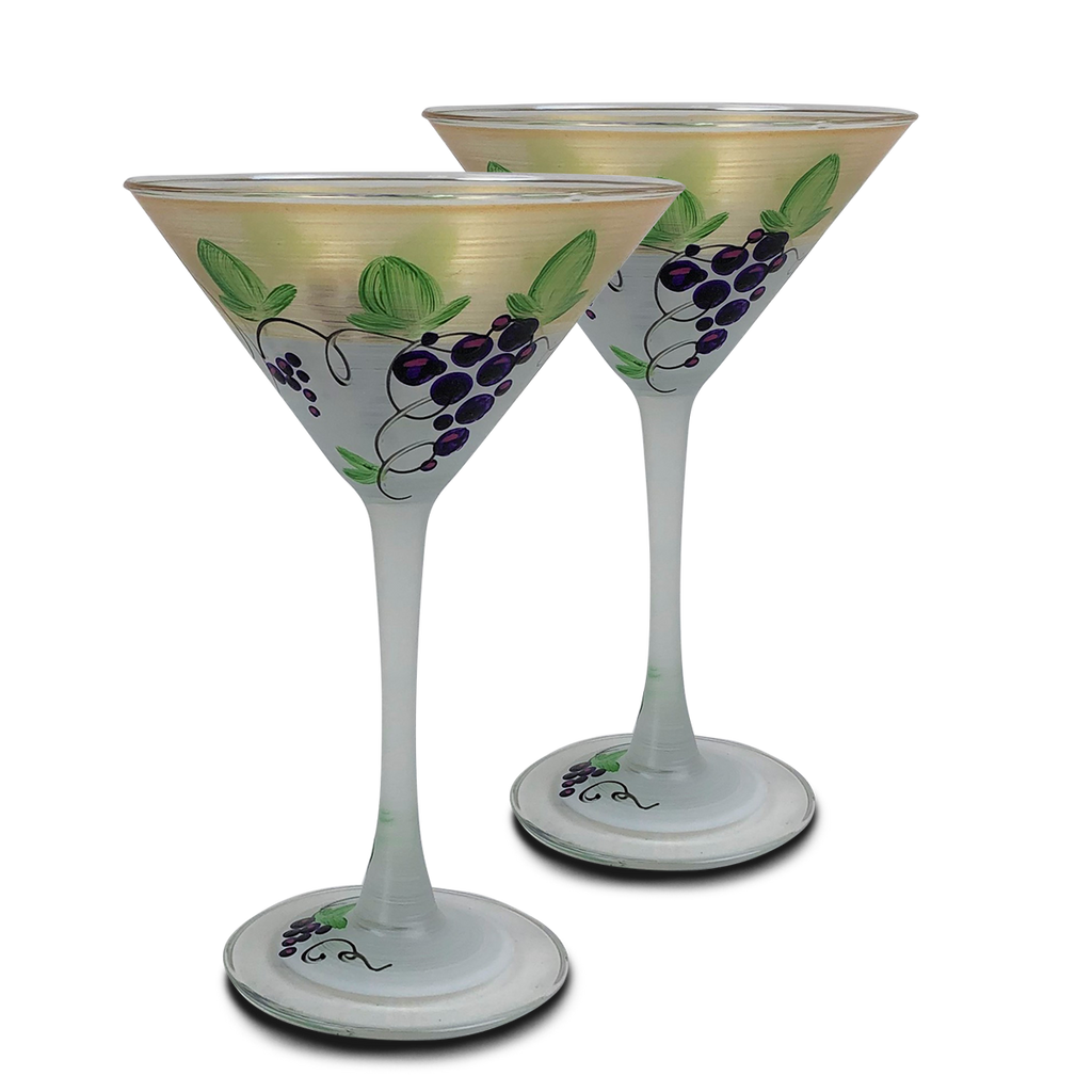 Napa Grapes n' Vines Martini   Set of 2 - Golden Hill Studio