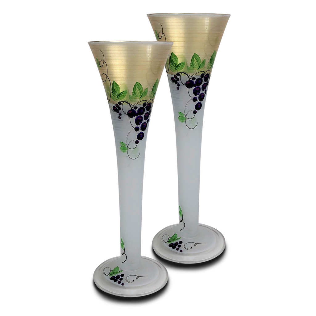 Napa Grapes n' Vines Hollow Flute   Set of 2 - Golden Hill Studio