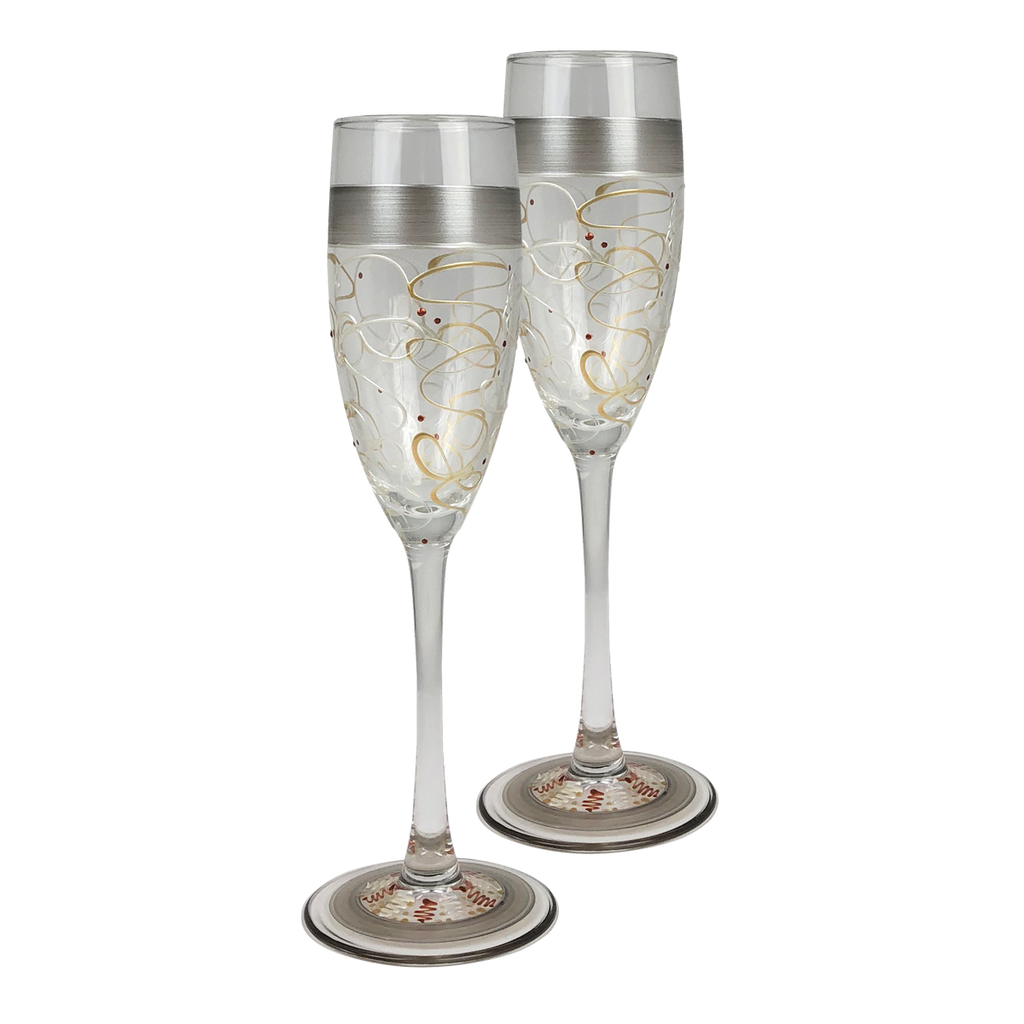 Celebration Streamers Champagne   Set of 2 - Golden Hill Studio