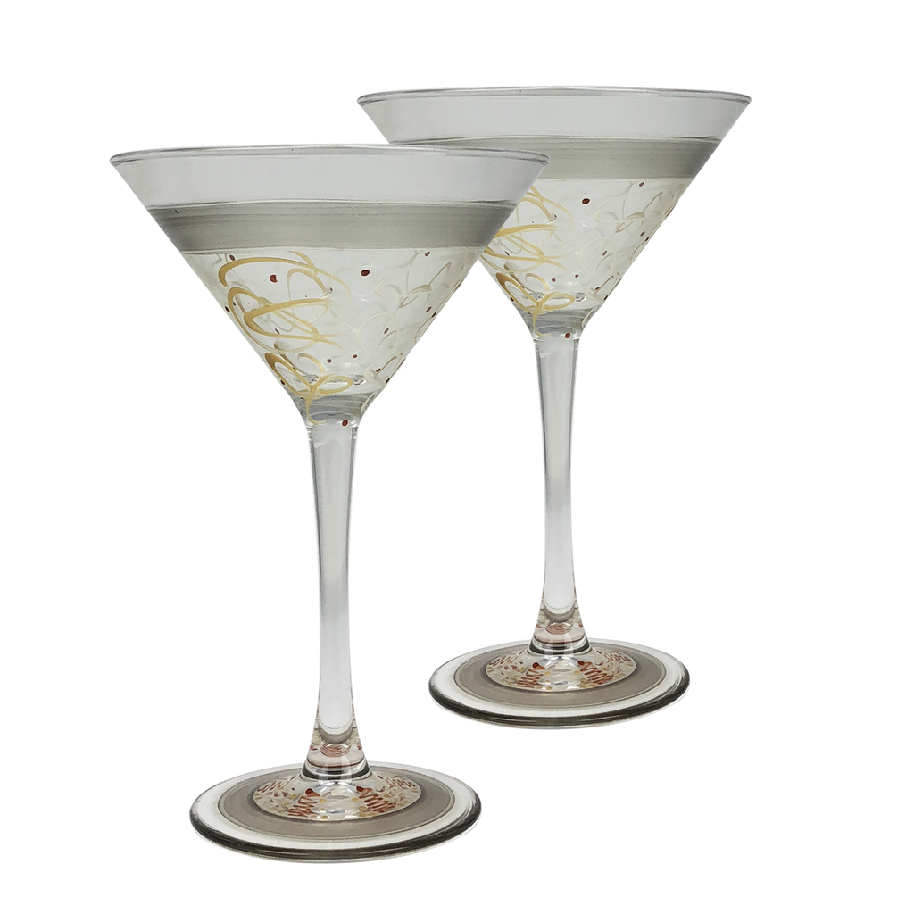 Celebration Streamers Martini   Set of 2 - Golden Hill Studio