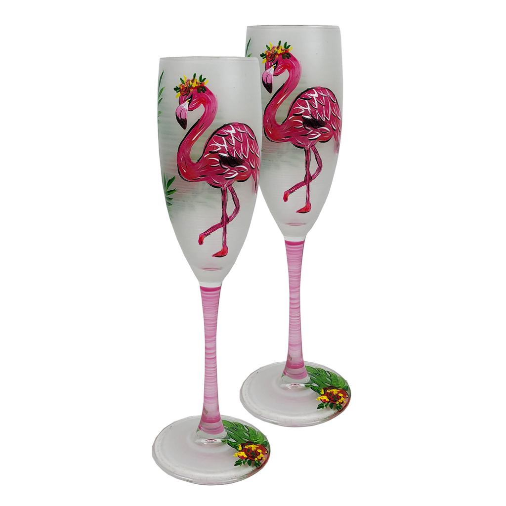 Flamingo Fun Champagne S/2 - Golden Hill Studio