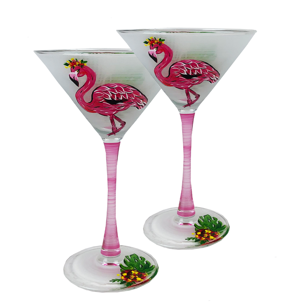 Flamingo Fun Martini S/2 - Golden Hill Studio