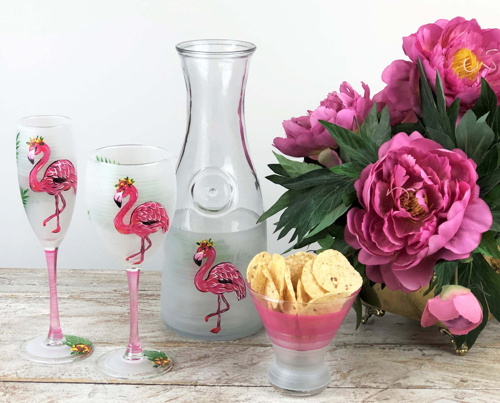 Flamingo Fun Carafe - Golden Hill Studio