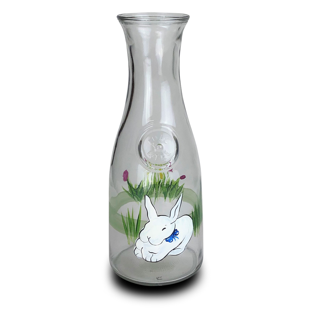 Springtime Bunny and Tulips Carafe - Golden Hill Studio