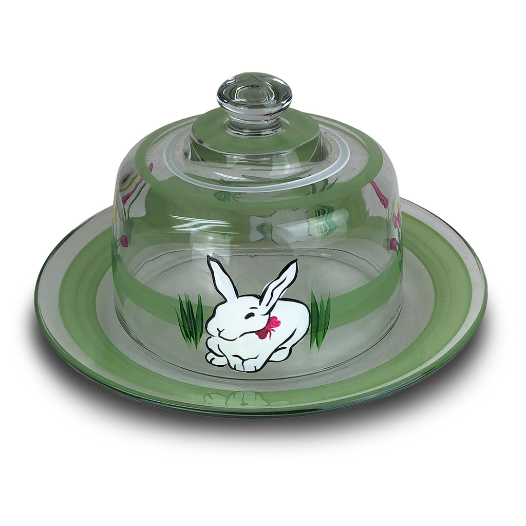 Springtime Bunny and Tulips Cheese Dome - Golden Hill Studio