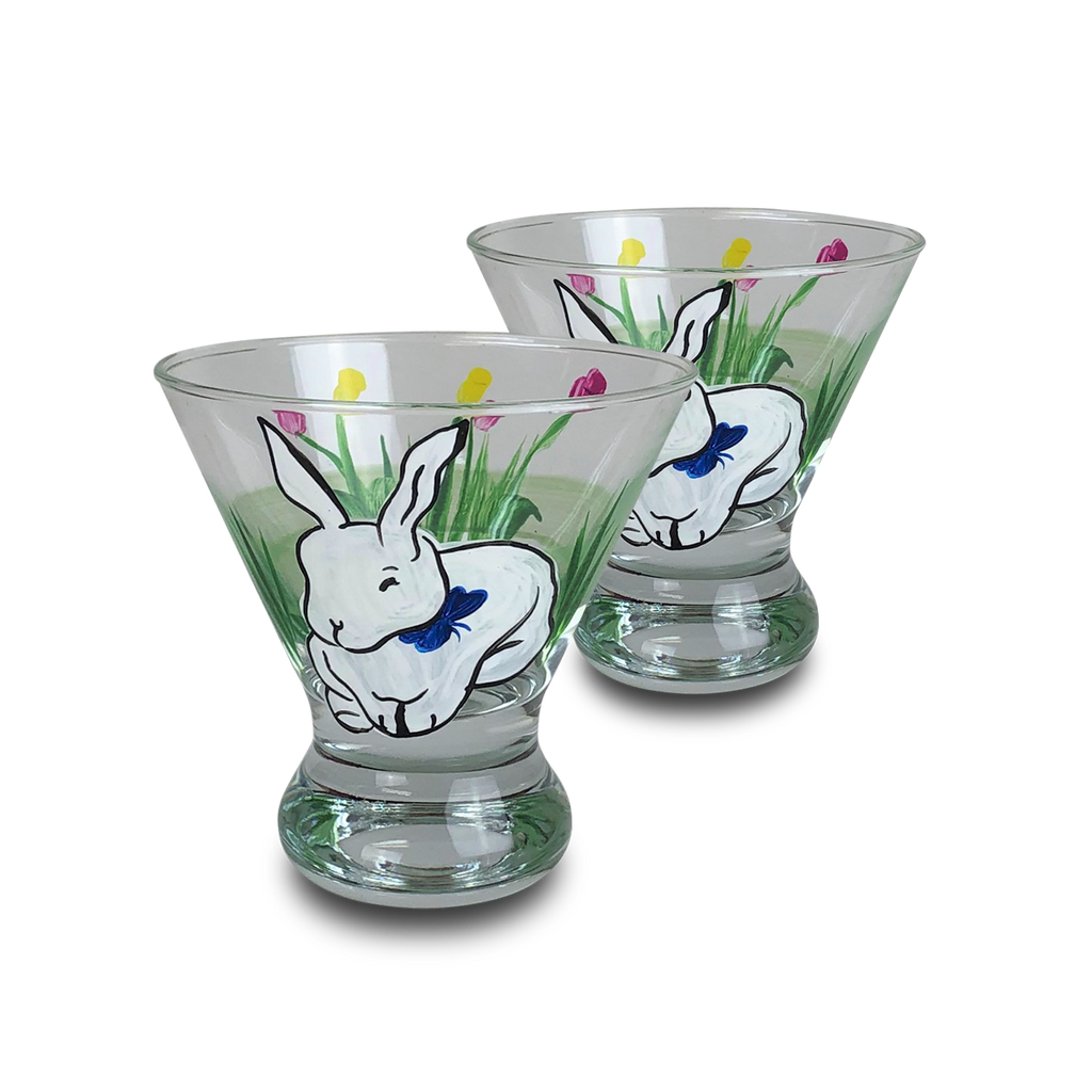 Springtime Bunny and Tulips Cosmopolitan S/2 - Golden Hill Studio