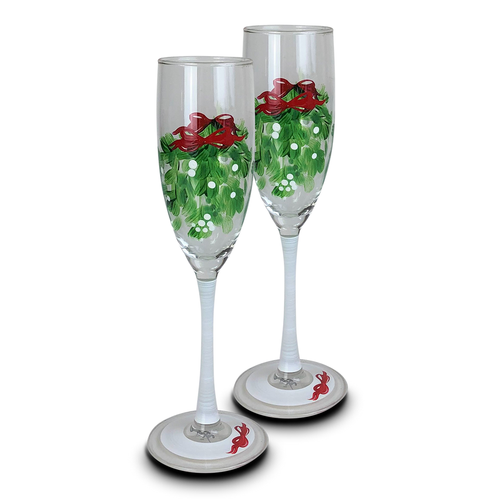 Mistletoe Love Champagne S/2 - Golden Hill Studio