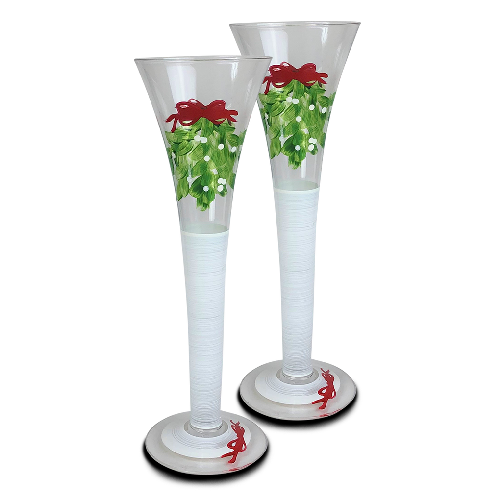 Mistletoe Love Hollow Flutes S/2 - Golden Hill Studio