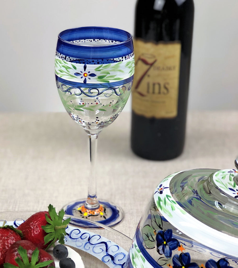 Barcelona Blue Wine   S/2 - Golden Hill Studio