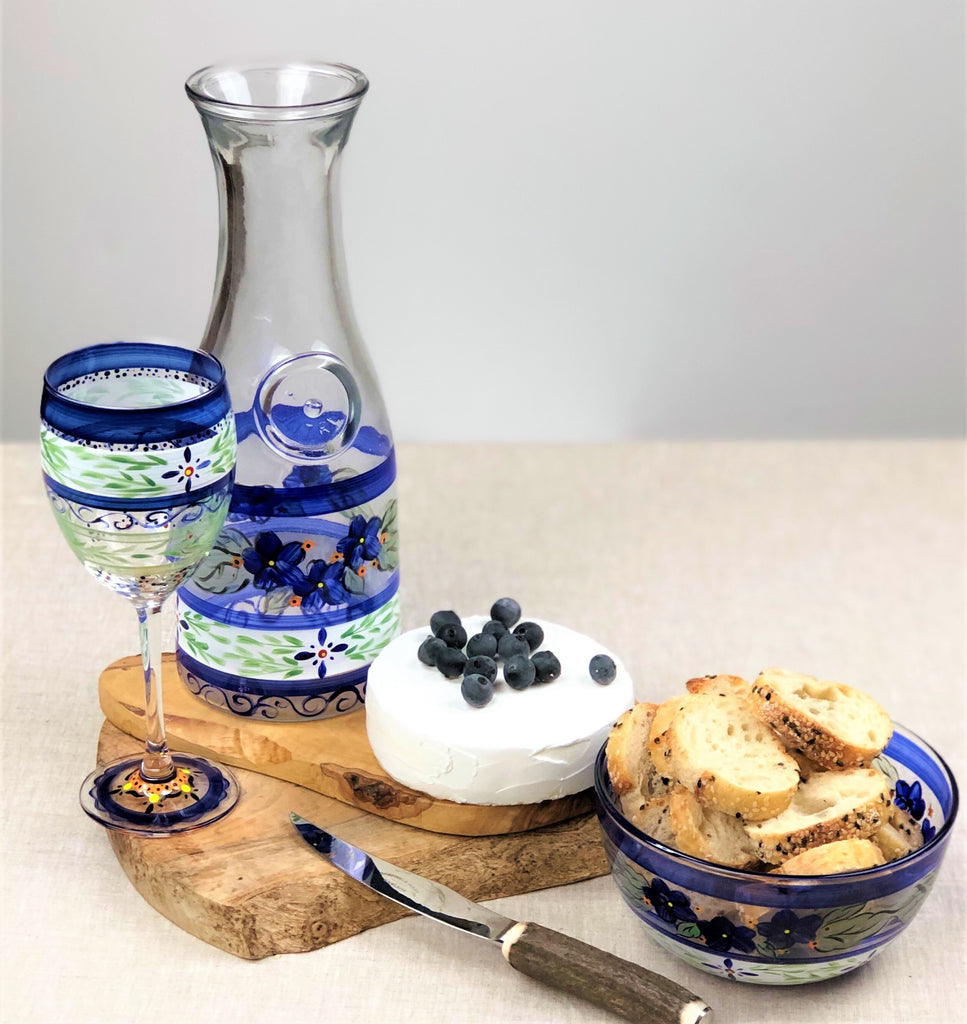 Barcelona Blue Wine   S/2 - Golden Hill Studio